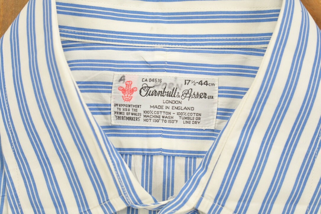 Vintage 1990s Turnbull London Striped Blue Button Up Shirt