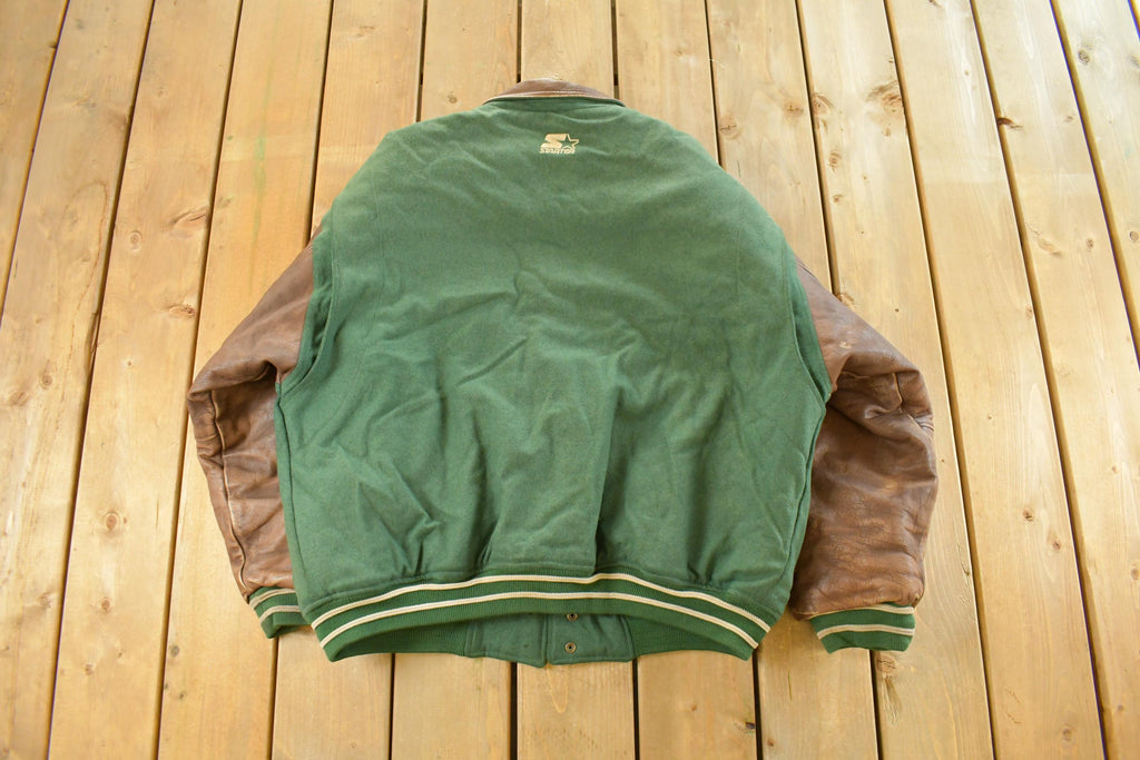 Vintage 1990s Green Bay Packers NFL Wool Leather Varsity Jacket Men's Large