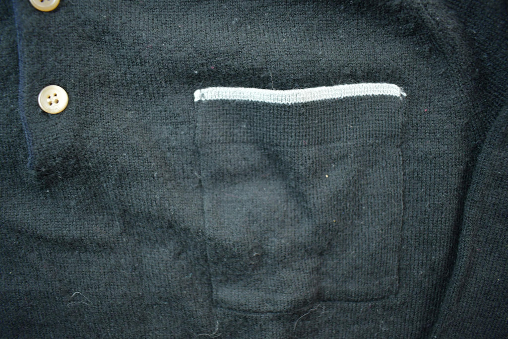 Vintage 1980s Black 3 Button Striped Pocket Collared Shirt