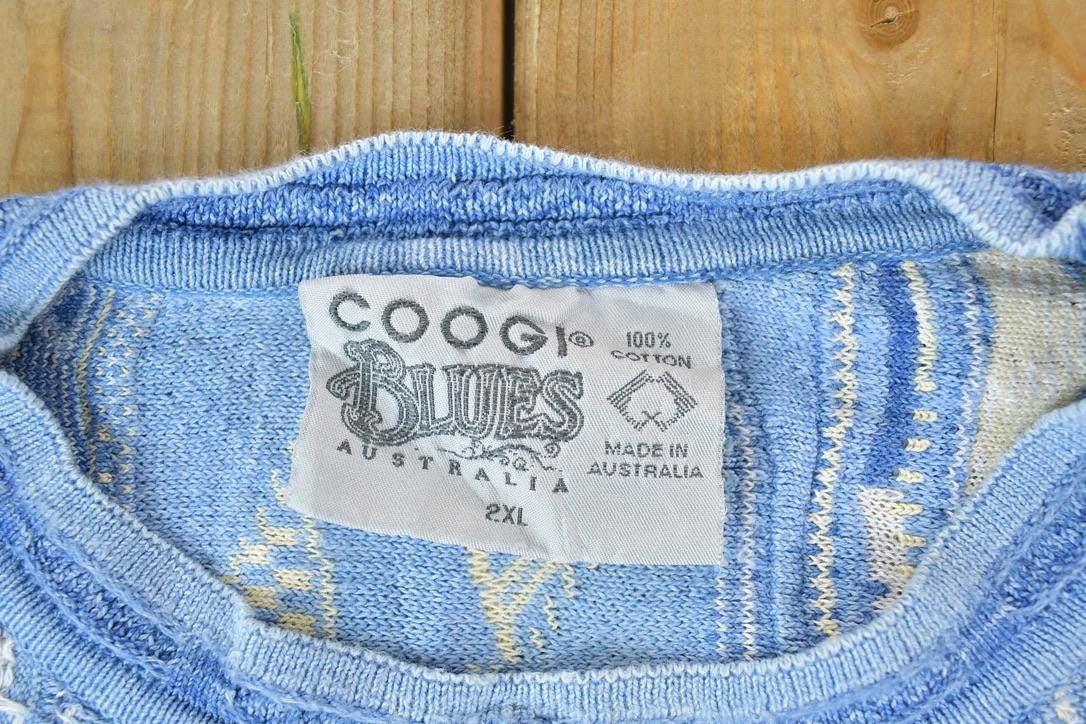 Vintage 1990s Coogi Made In Australia 3D knit 100% Cotton Abstract Pattern Crewneck Sweater