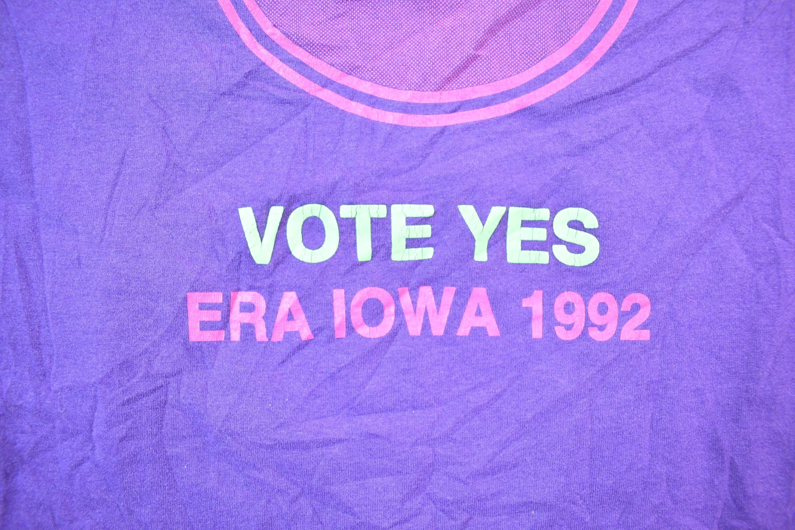 Vintage 1992 Equality Vote Yes ERA Iowa Graphic T-Shirt