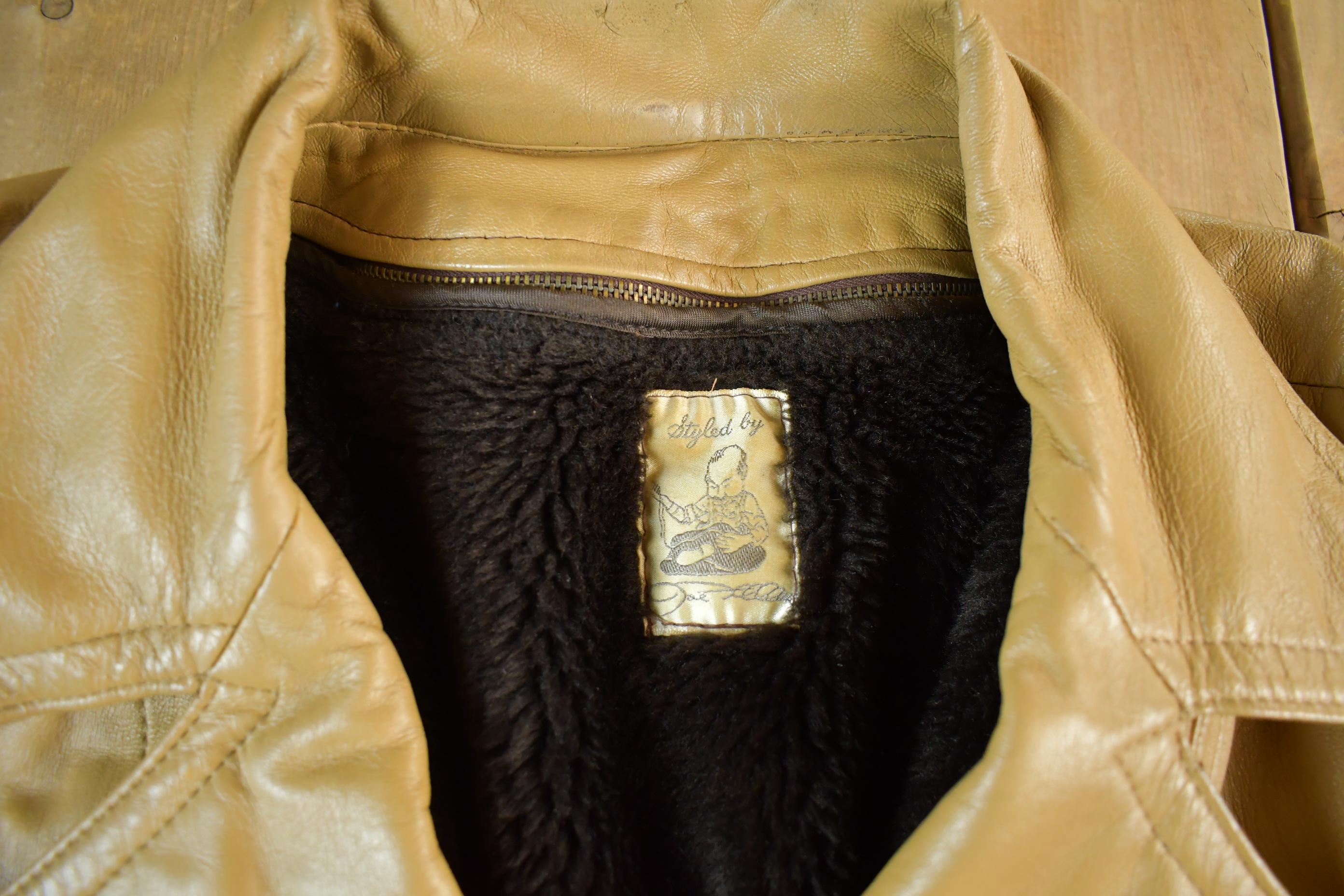 Vintage 1980s Brown Sherpa Lined Leather Jacket Women's Large