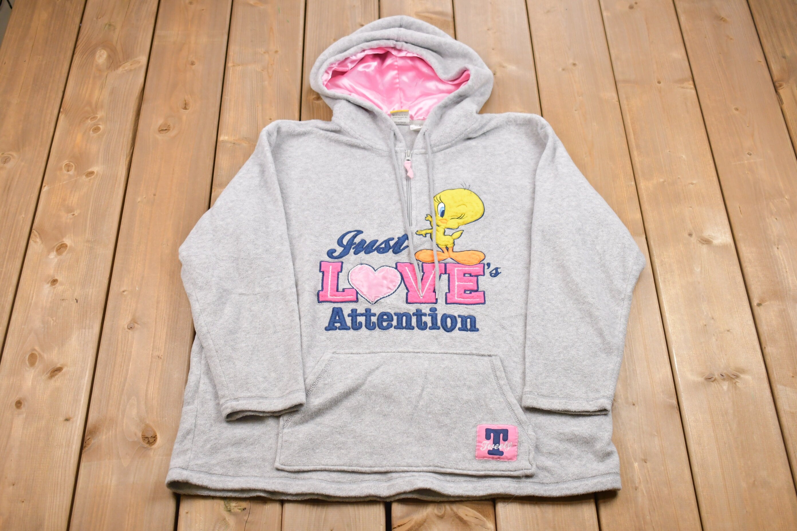 Vintage 1990s Looney Tunes Tweety Bird Fleece Graphic Hoodie