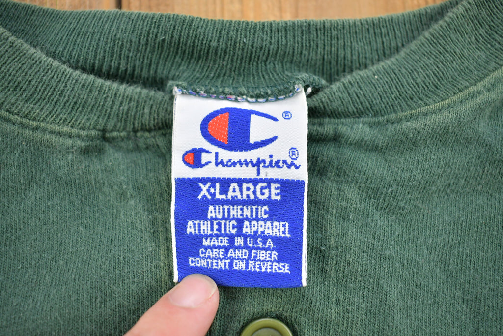 Vintage 1990s Green Quarter Button Champion Sweatshirt