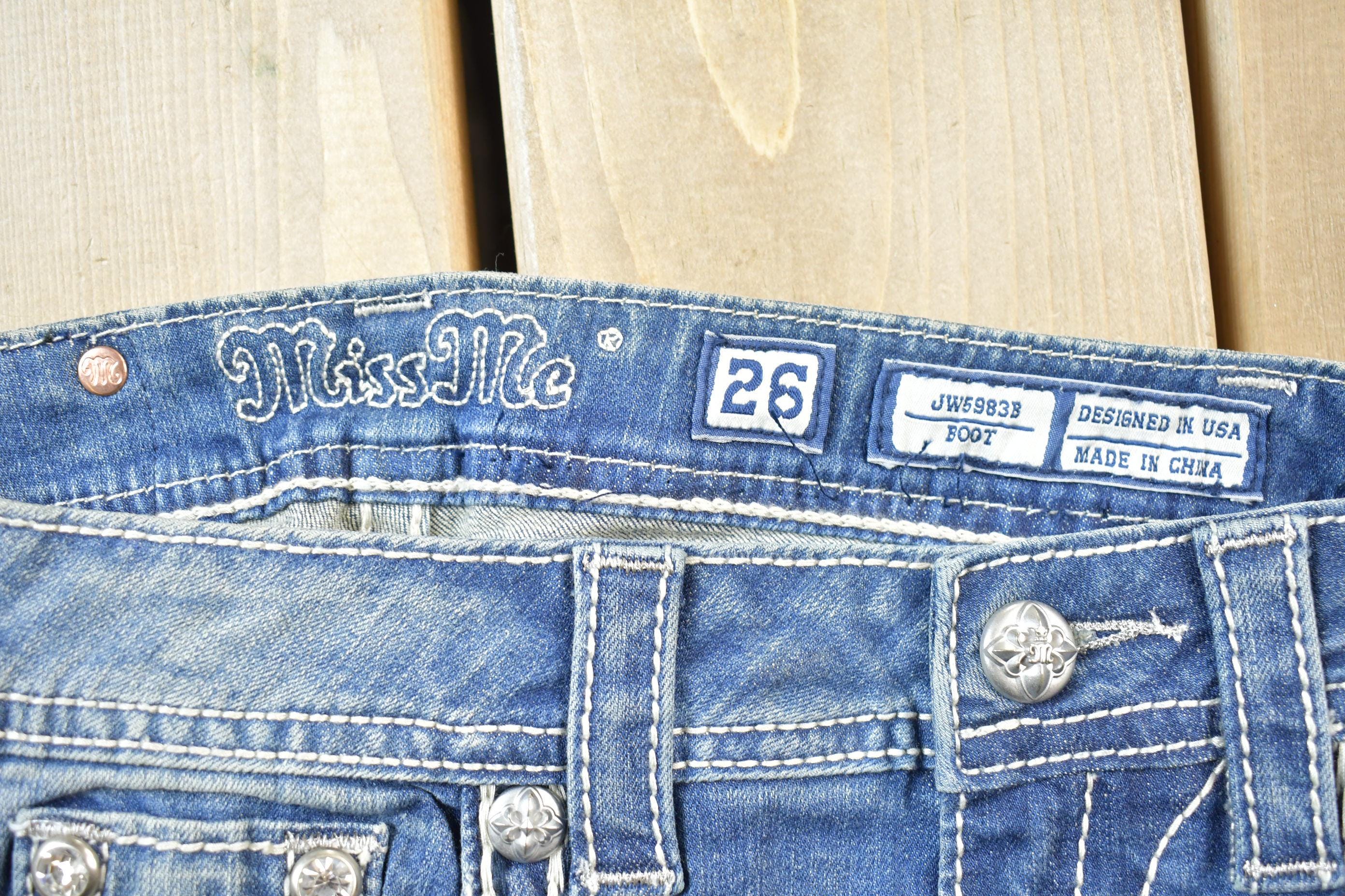 Vintage Y2K Miss Me Bedazzled Low Rise Jeans Size 26x33