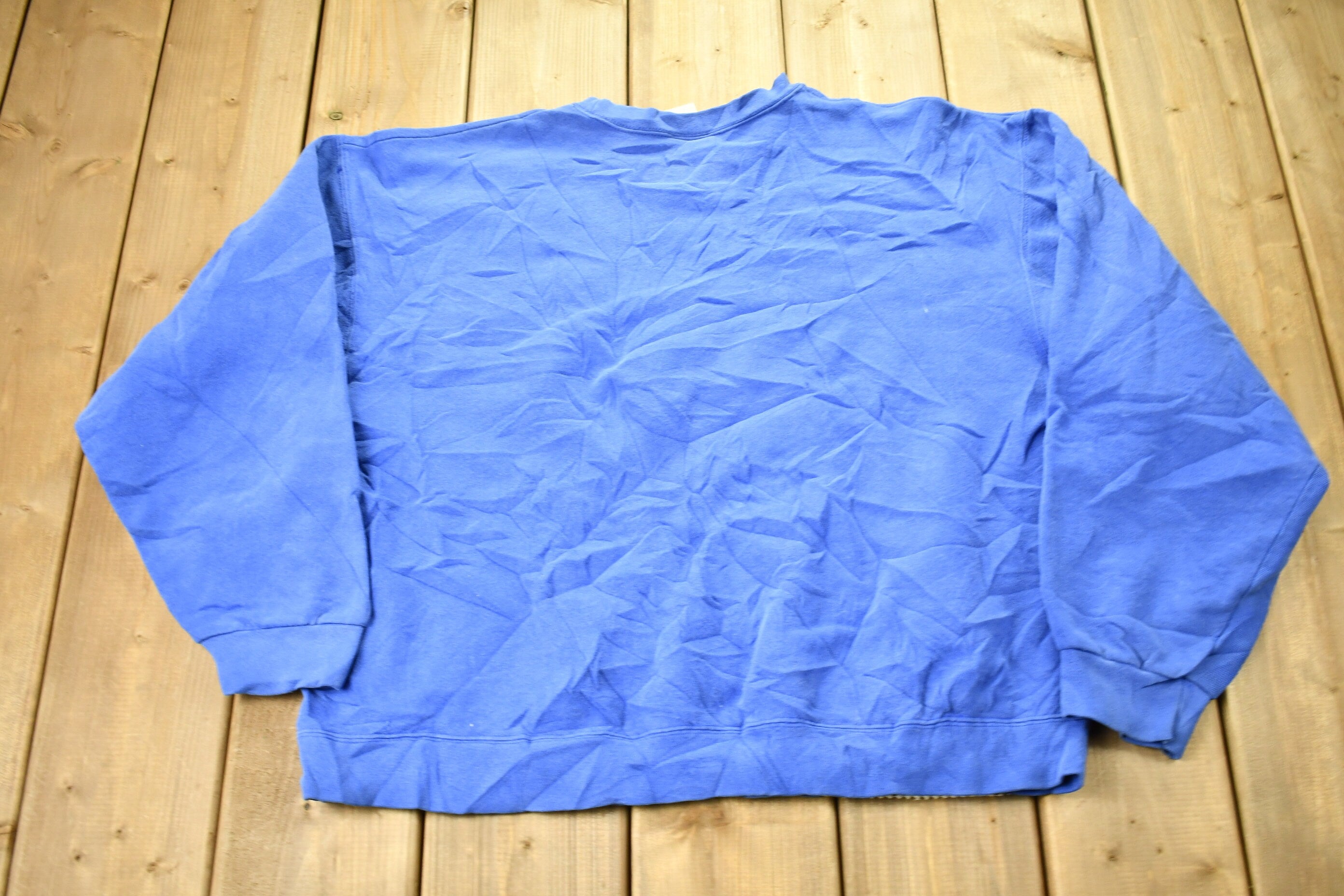 Vintage 1990s Fruit Of The Loom Blue Blank Crewneck Sweatshirt /