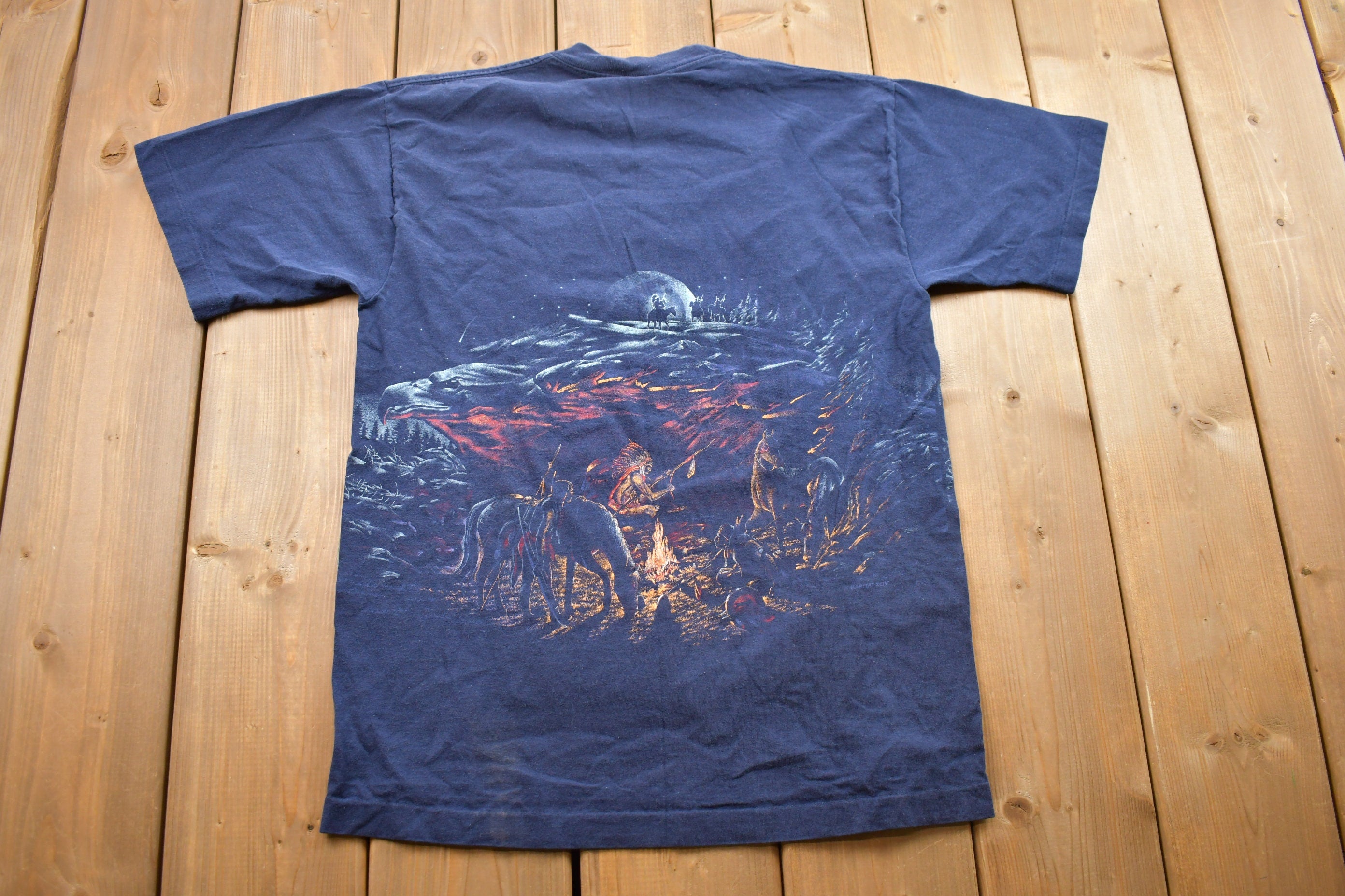 Vintage 1990s Yellowknife Indigenous Camp Fire Souvenir T Shirt