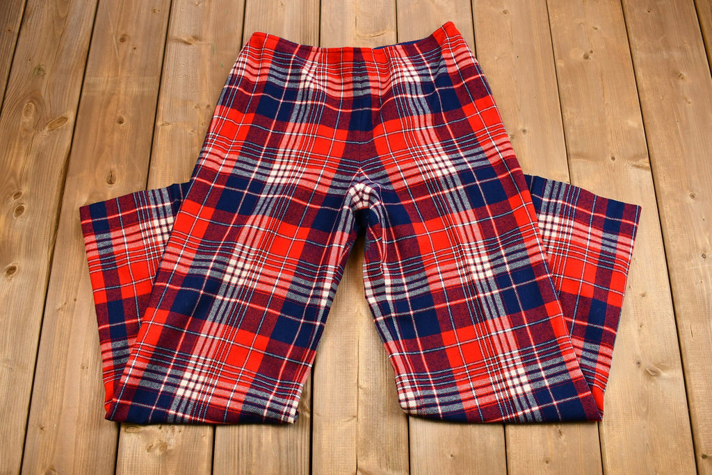 Vintage 1960s Distressed Pendleton Wool Plaid Flare Pants
