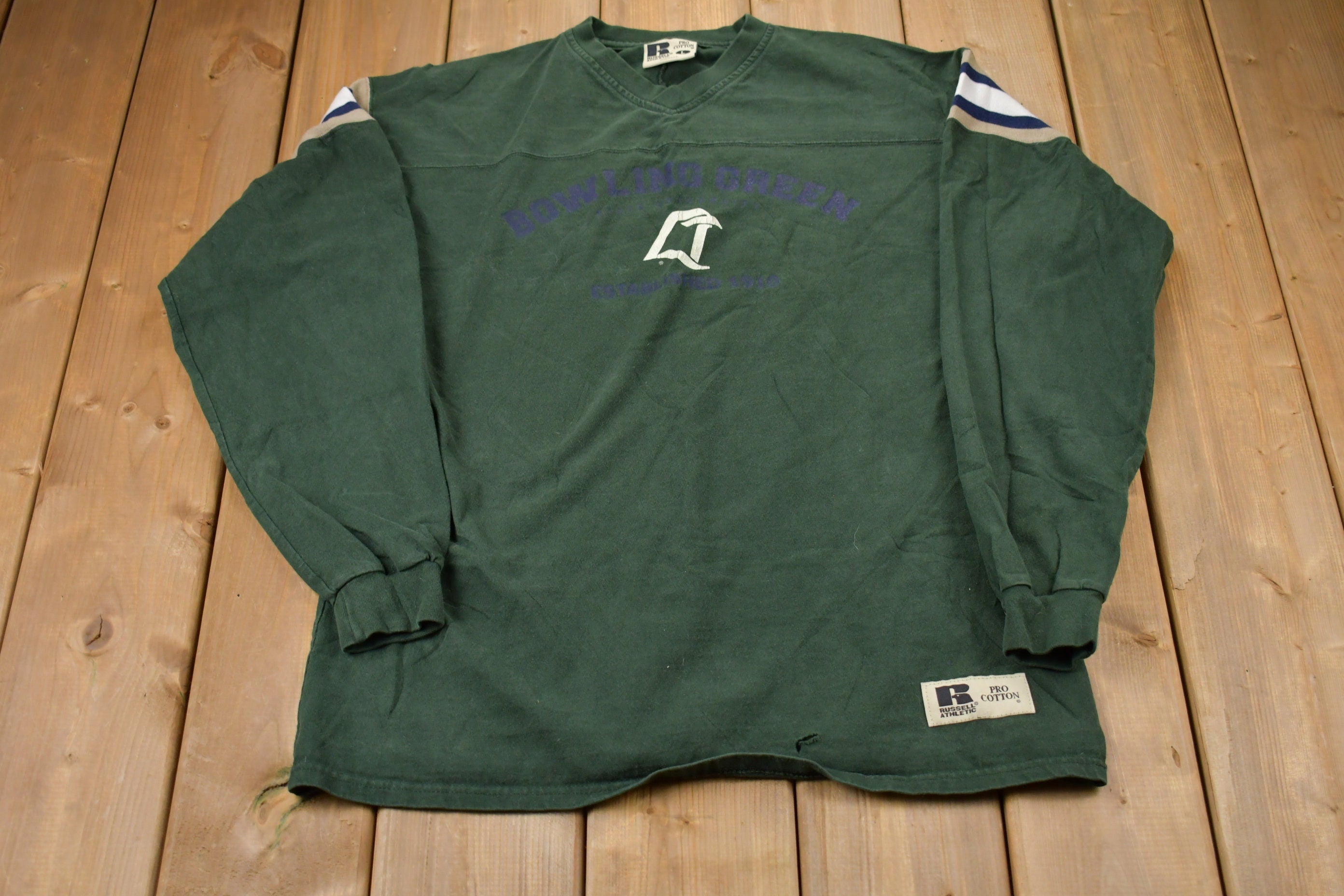Vintage 1990s Russell Athletic Bowling Green V-Neck Sweatshirt