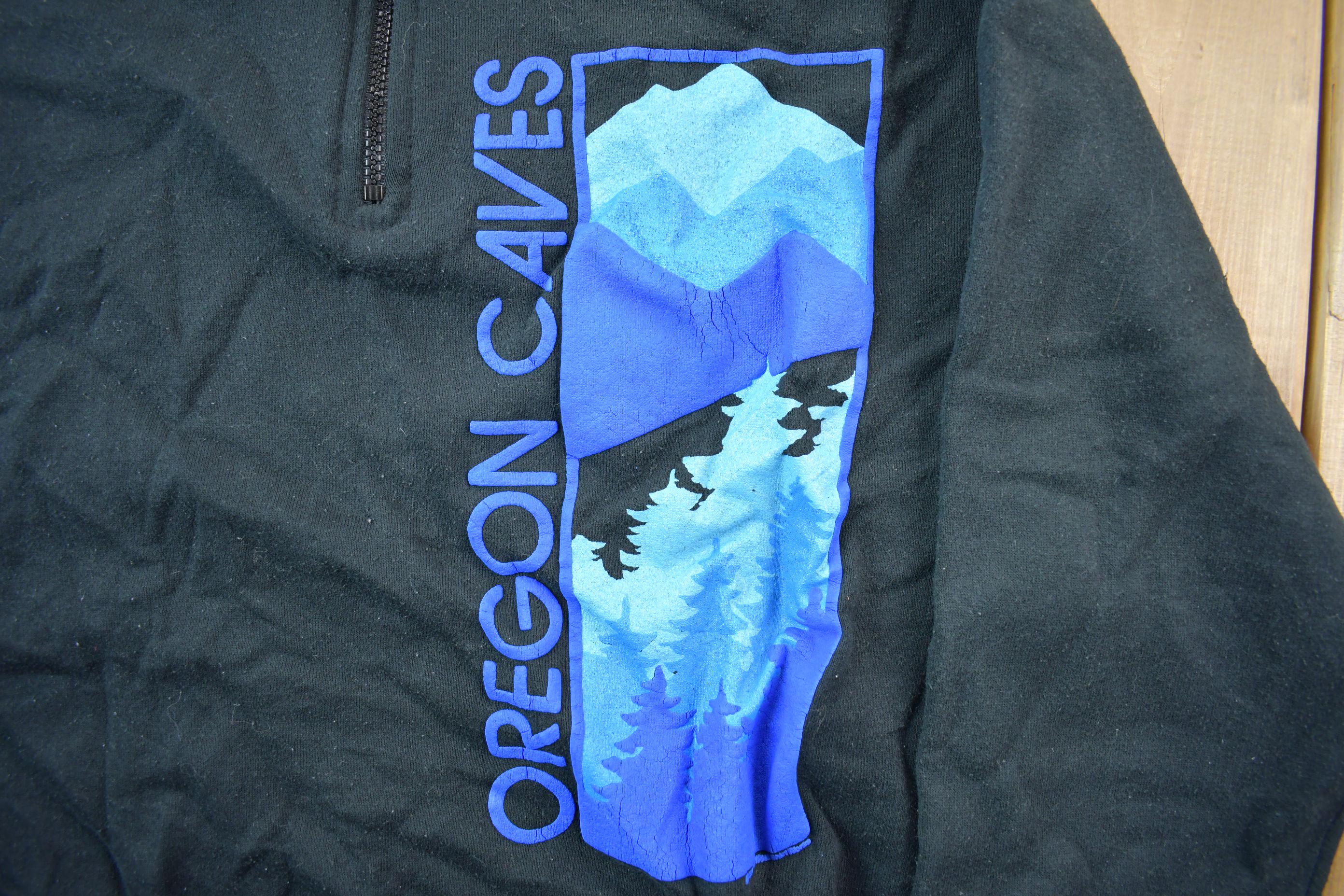 Vintage 1990s Oregon Caves / Quarter Zip Sweatshirt / 90s Crewneck / Made In USA / Streetwear / Embroidered / Trees