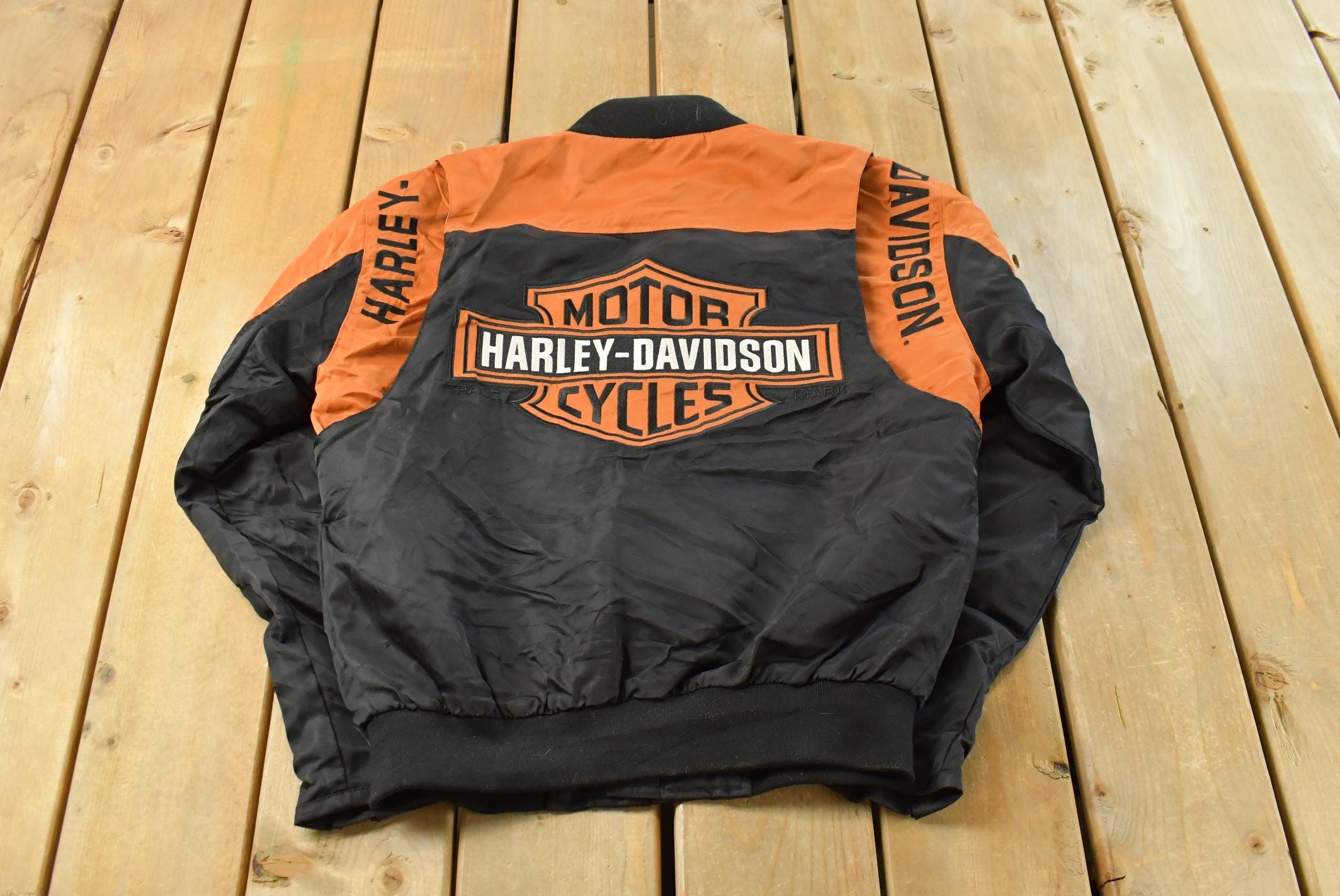 Vintage 1990s Harley Davidson Embroidered Motorcycle Jacket Men's M