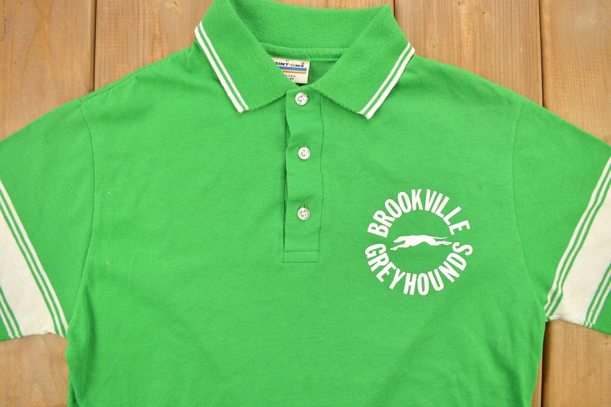 Vintage 1980s Brookville Greyhounds Graphic Polo Shirt