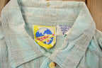 Vintage 1990s Meshy Blue Plaid Flannel Button Up Shirt