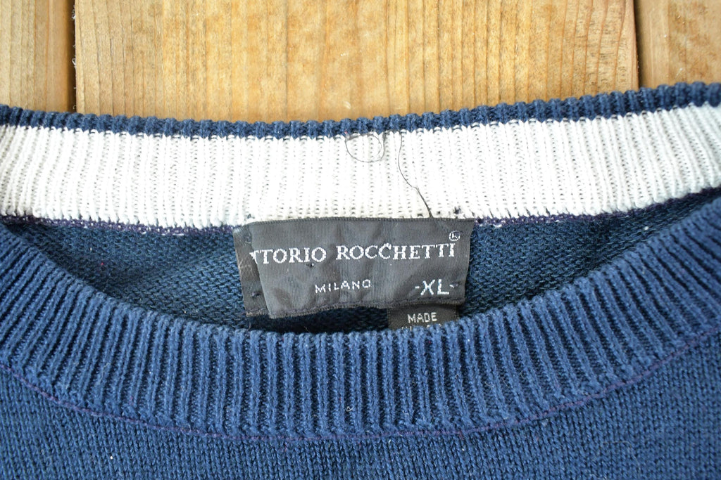 Vintage 1990s Vintorio Rochetti Knit Abstract Pattern Crewneck Sweater Mens XL