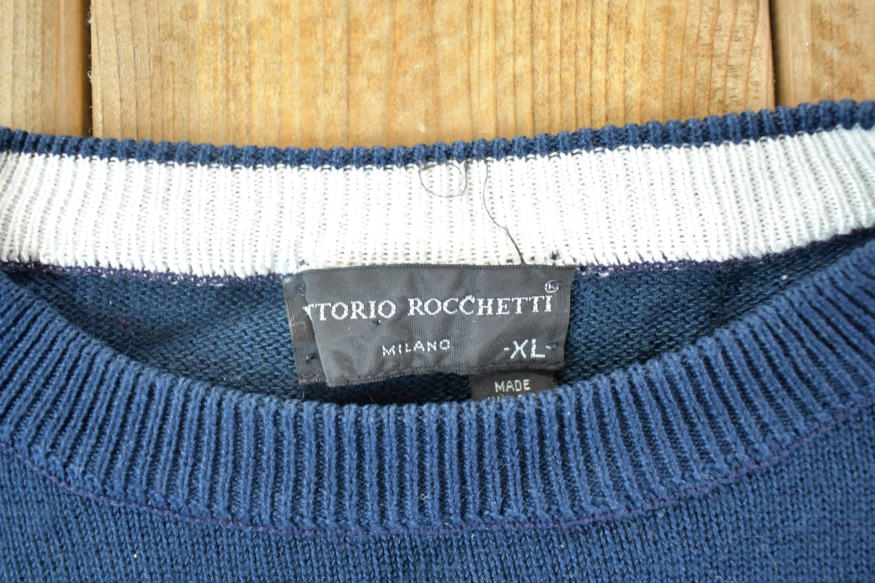 Vintage 1990s Vintorio Rochetti Knit Abstract Pattern Crewneck Sweater Mens XL