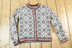 Vintage 1990s LL Bean Knit Abstract Pattern Crewneck Sweater Womens XS