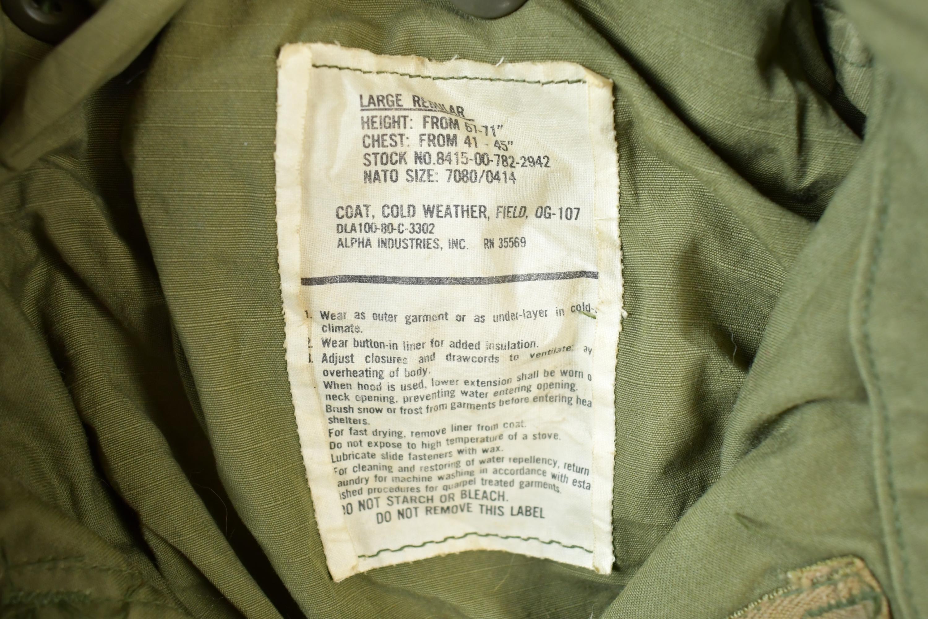 Vintage Military Cold Weather OG-107 1980