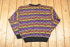 Vintage 1990s Expressions Worldwide Abstract Knit Crewneck Sweater Mens L  90s Knitted Sweatshirt  Vintage Preppy Knits