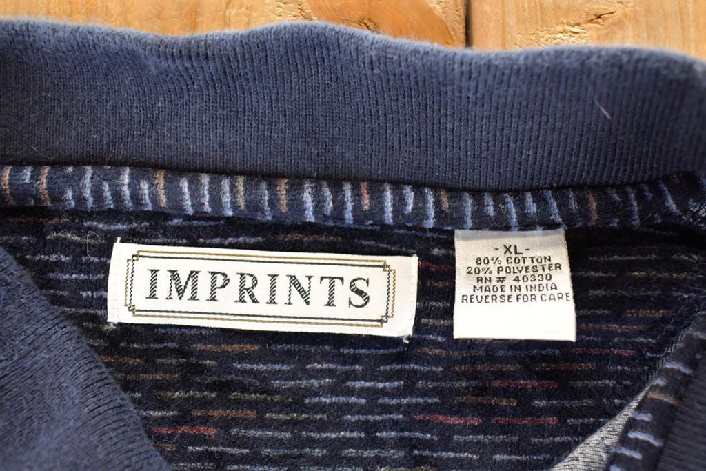 Vintage 1990s Imprints Quarter Button Up Shirt Mens L