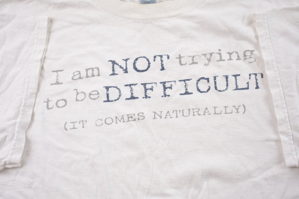 Vintage 1990s Difficult Slogan T-Shirt  Graphic  80s  90s  Streetwear  Retro Style  Single Stitch  Made In USA