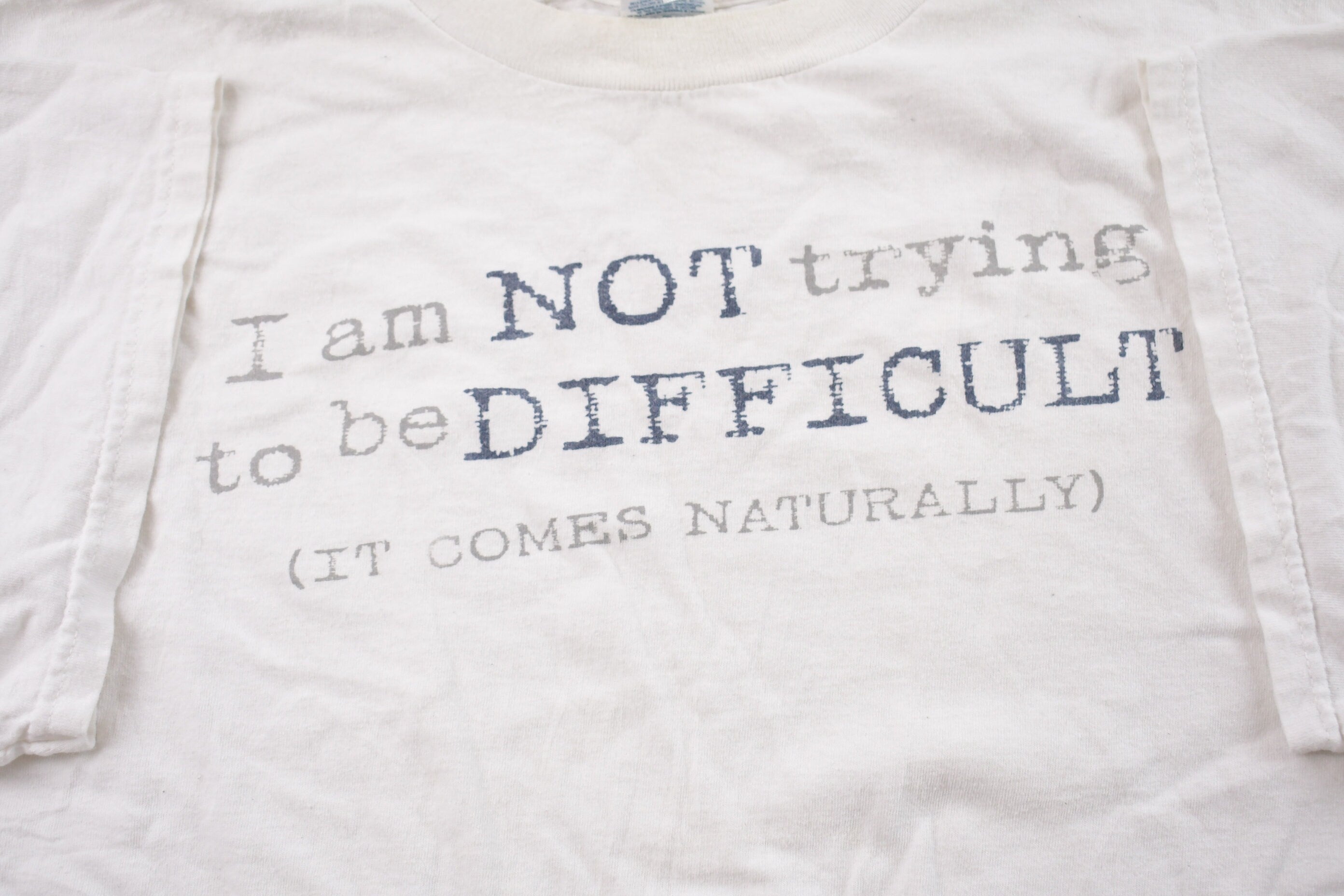 Vintage 1990s Difficult Slogan T-Shirt  Graphic  80s  90s  Streetwear  Retro Style  Single Stitch  Made In USA