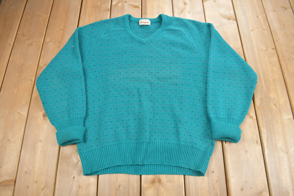 Vintage 1980s Ingo Blank V-Neck Knit Sweater
