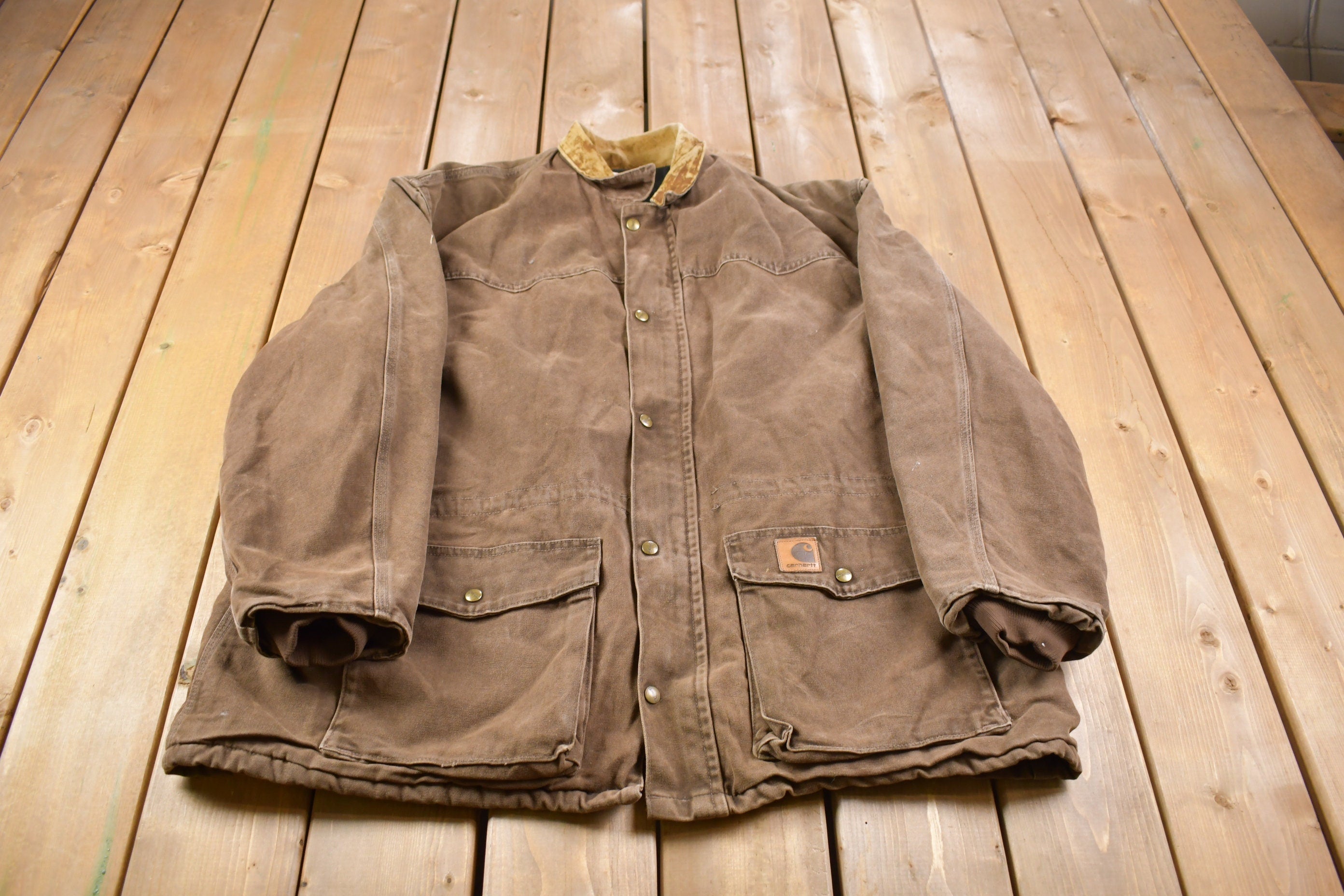 Vintage 1990s Carhartt Diomond Quilt Lined Chore Coat