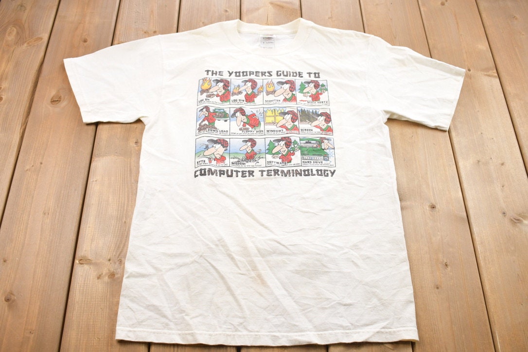 Vintage 1990s The Yoopers Guide To Computer Terminology Graphic T-Shirt  Streetwear  Retro Style  1990s Graphic Tee  Fruit Of The Loom