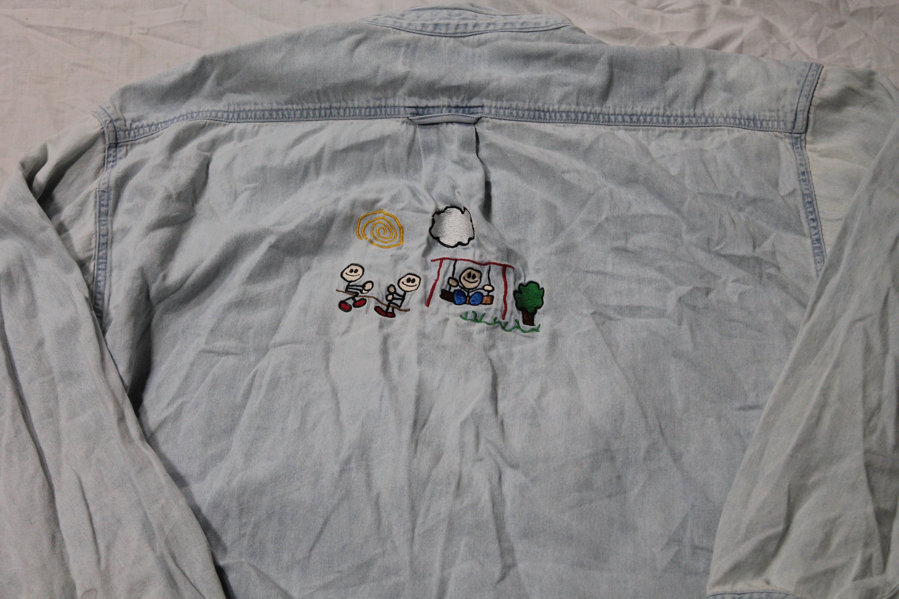 Vintage 1990s Cute Art Embroidered Button Up Shirt
