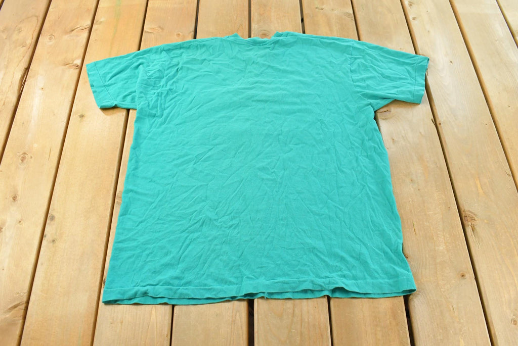 Vintage 1990s Fruit of the Loom Blank Teal Pocket T-Shirt Men's L