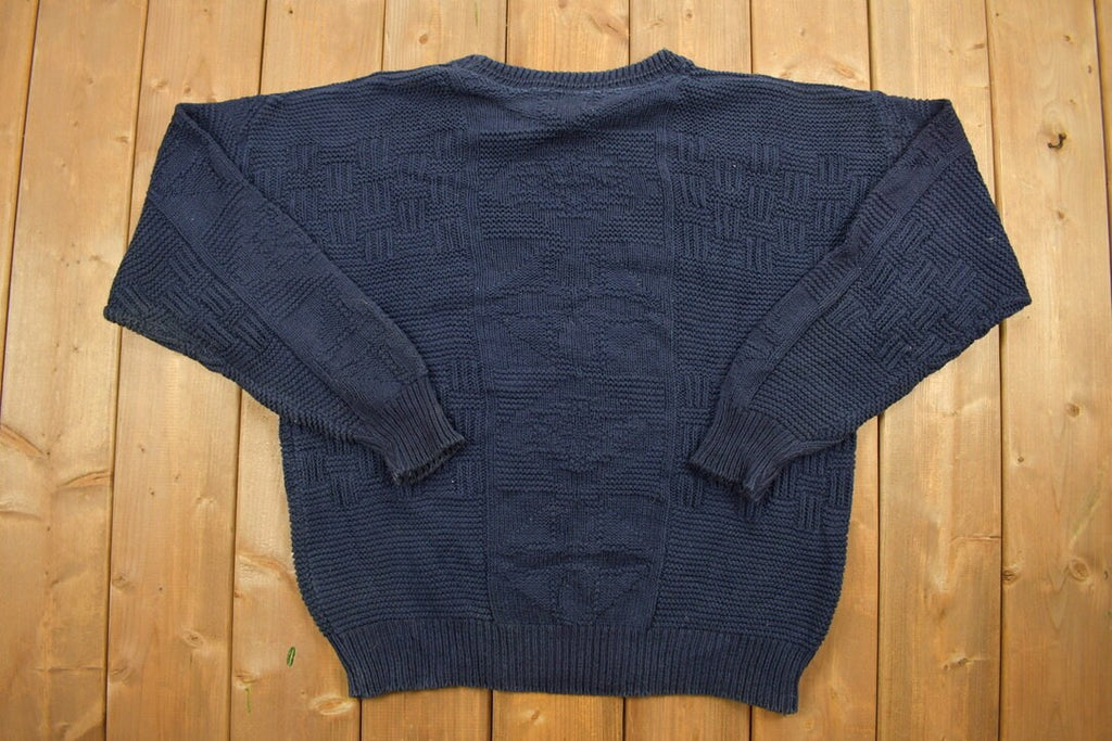 Vintage 1990s Barrel Knit Crewneck Sweater /
