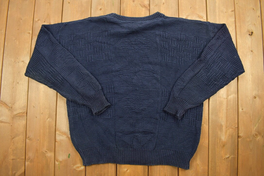Vintage 1990s Barrel Knit Crewneck Sweater /