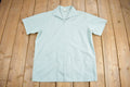 Vintage 1970s Blank Blue Zip Up Shirt  1970s Zip Shirt  True Vintage  Blank Shirt  Short Sleeve  Formal Shirt  Made In USA