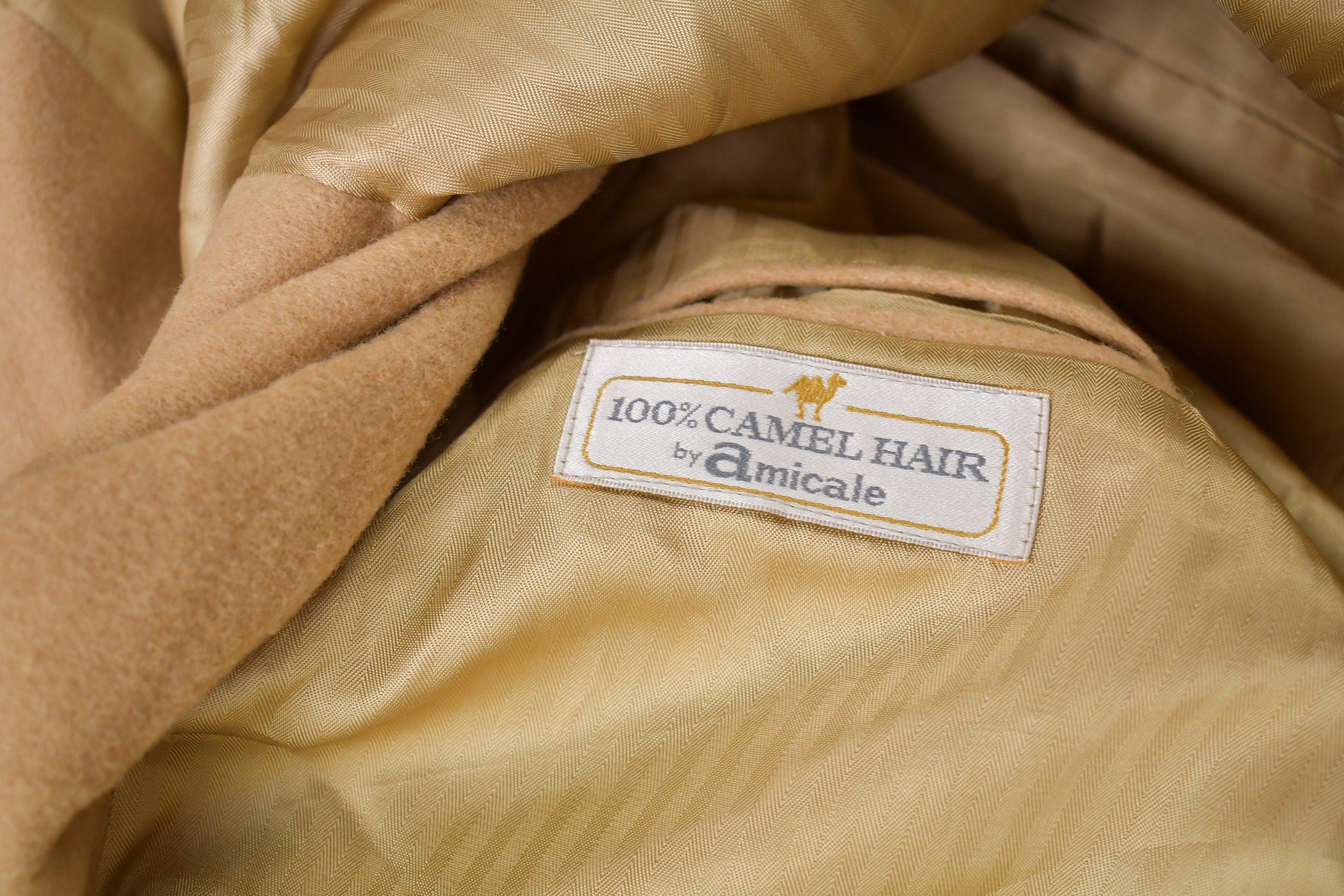 Vintage 1980s Amicale 100% Camel Hair Wool Overcoat