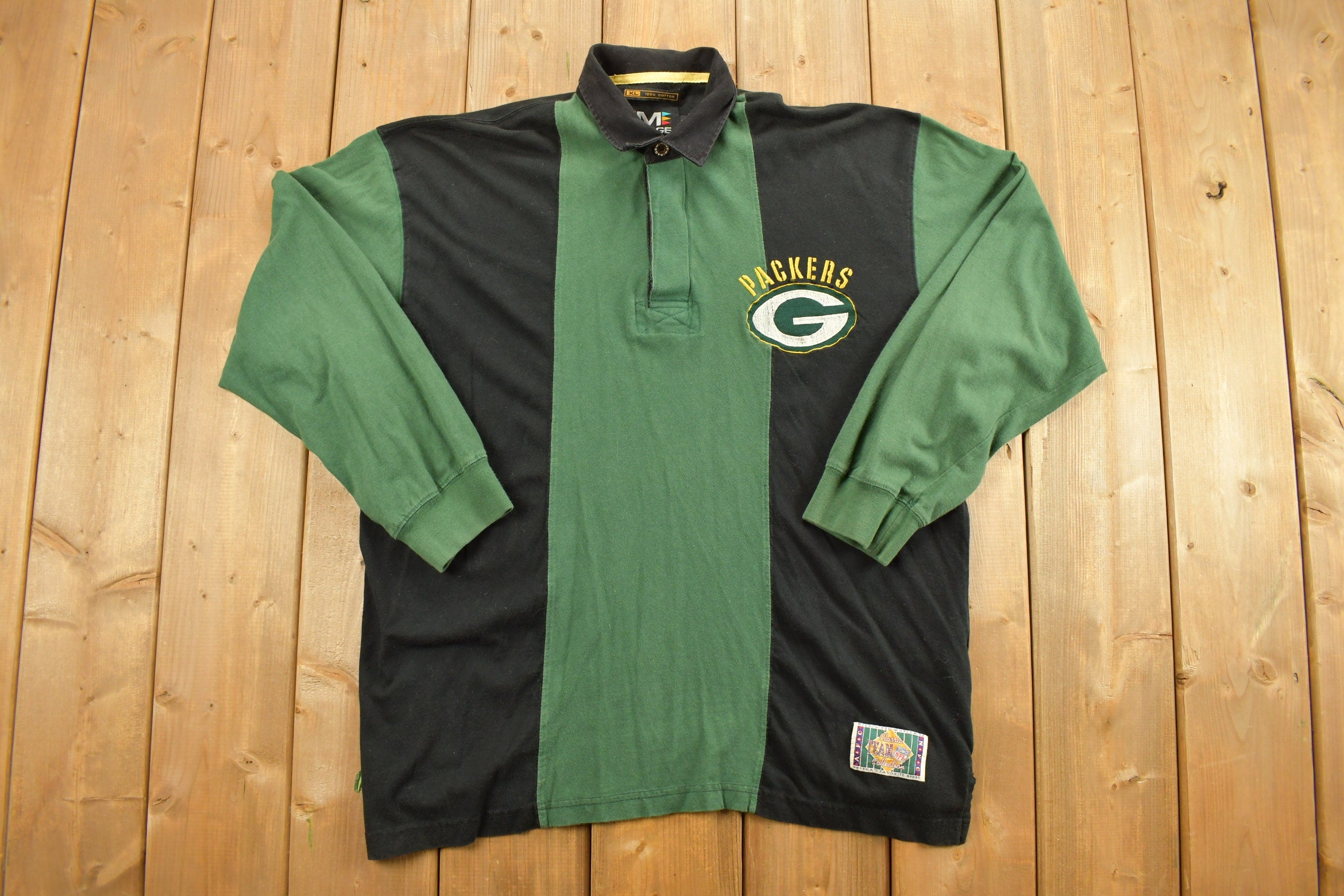 Vintage 1990s Green Bay Packers Collared Rugby Top