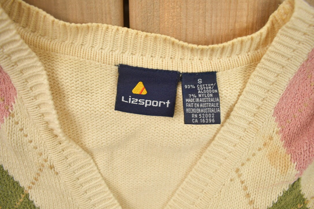 Vintage 1990s Diamond Pattern Knitted Sweater Vest / Vintage 90s Sweater Vest / All Over Pattern / Colorful / Sweatshirt / Abstract Pattern