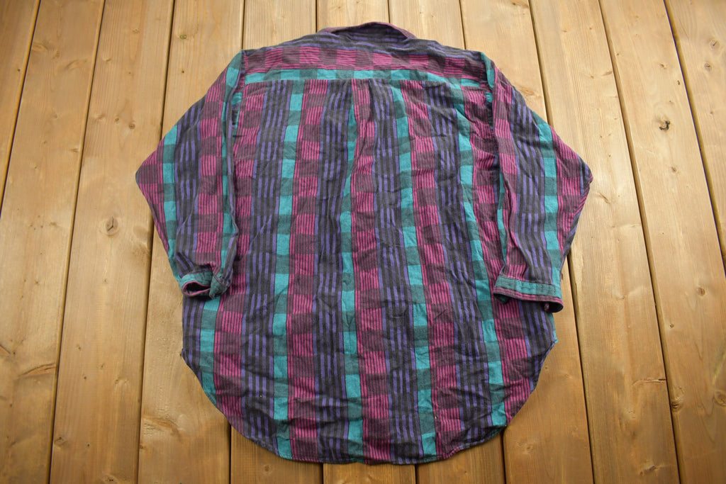 Vintage 1990s Sasha Plaid Flannel Button Up Shirt