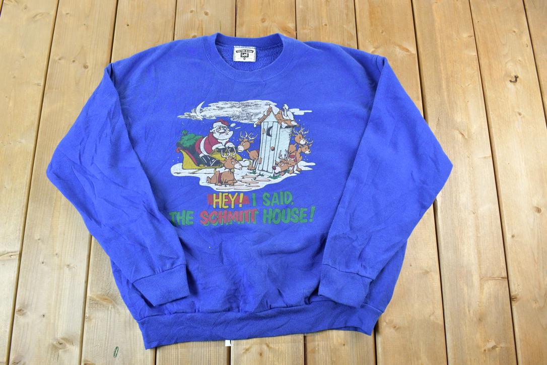 Vintage 1990s Funny Santa Cartoon Crewneck Sweater