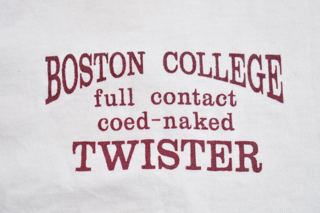 Vintage 1990s Boston College Parody Naked Twister Graphic T Shirt