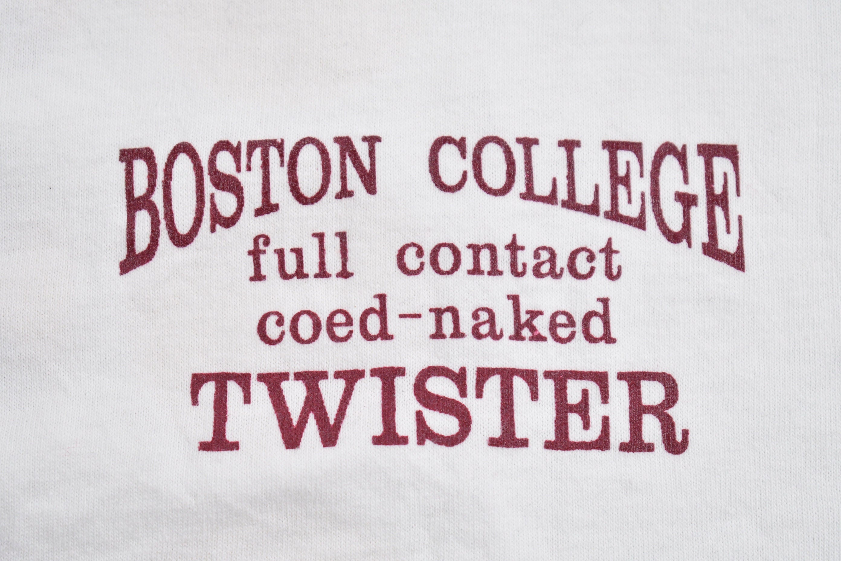 Vintage 1990s Boston College Parody Naked Twister Graphic T Shirt