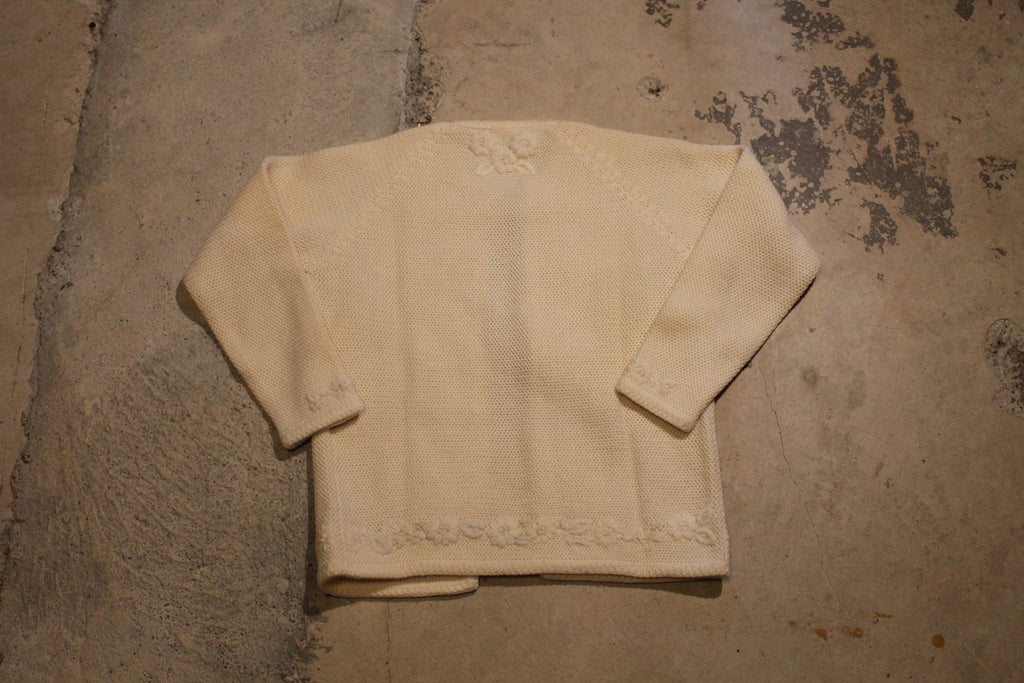Vintage 1990s 100% Wool Hand Detailed Cable Knit Open Cardigan Sweater