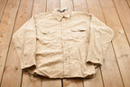 Vintage 1990s Woolrich Beige Blank Button Up Shirt