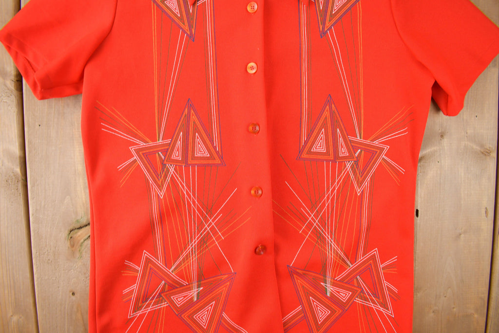 True Vintage 1960s Abstract Short Sleeve Button Up Shirt Made In USA