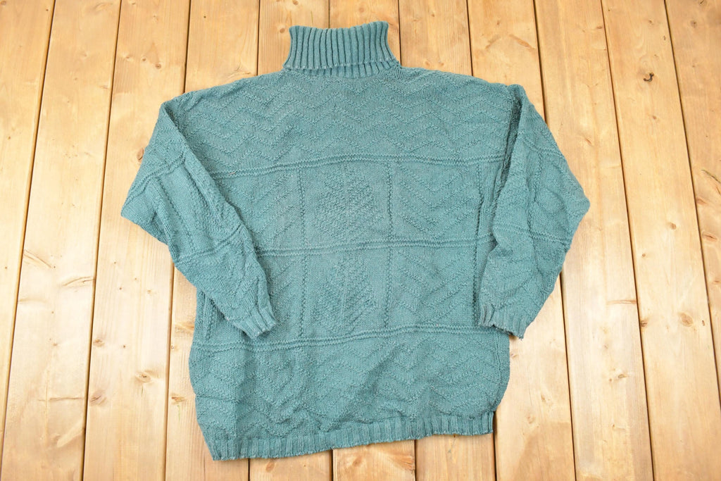 Vintage 1990s Eddie Bauer Cable Knit Turtleneck Sweater Womens L