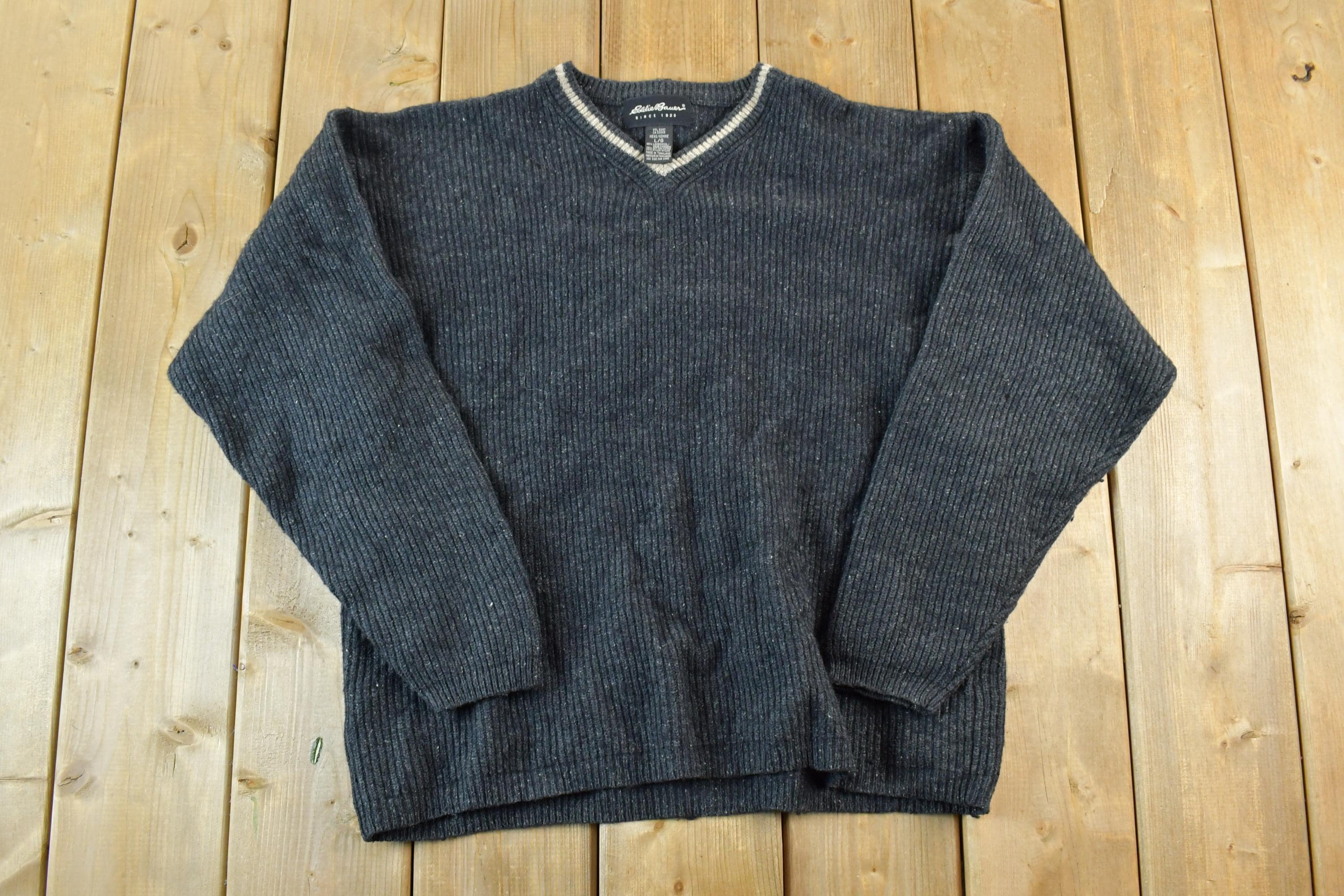 Vintage 1990s Eddie Bauer Knit Abstract Pattern Crewneck Sweater Mens Large  90s Crewneck  Preppy Knits  Wool Blend  Cotton Blend