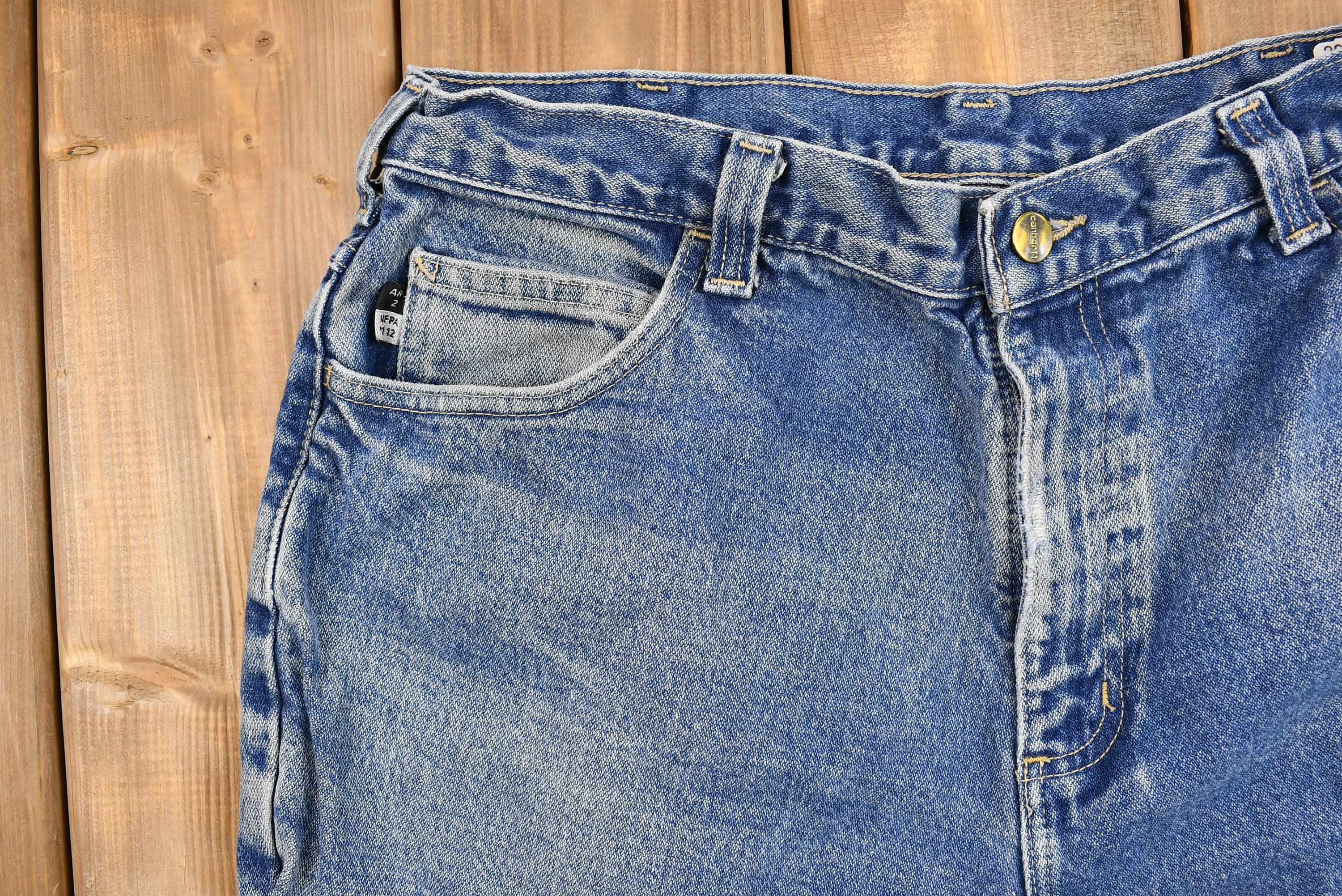 Vintage 1990s Carhartt Light-Mid Wash Flame Resistant Jeans