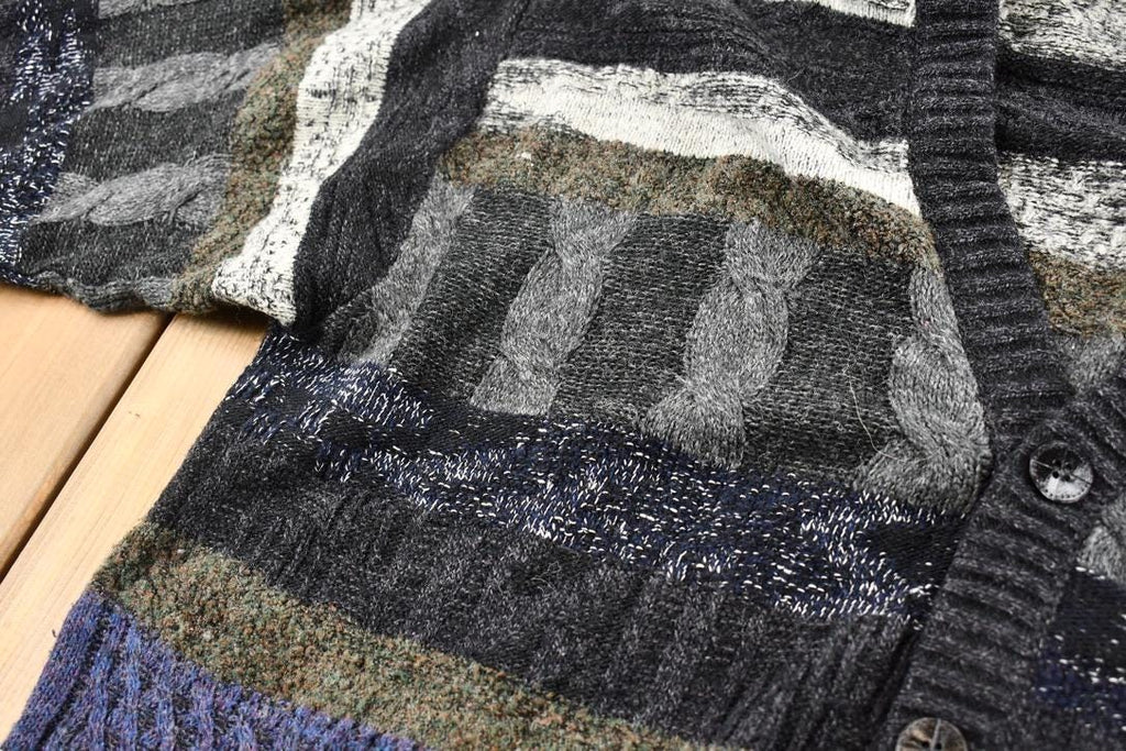 Vintage 1990s Modango Boxy Fit Mixed Knit Cardigan Sweater