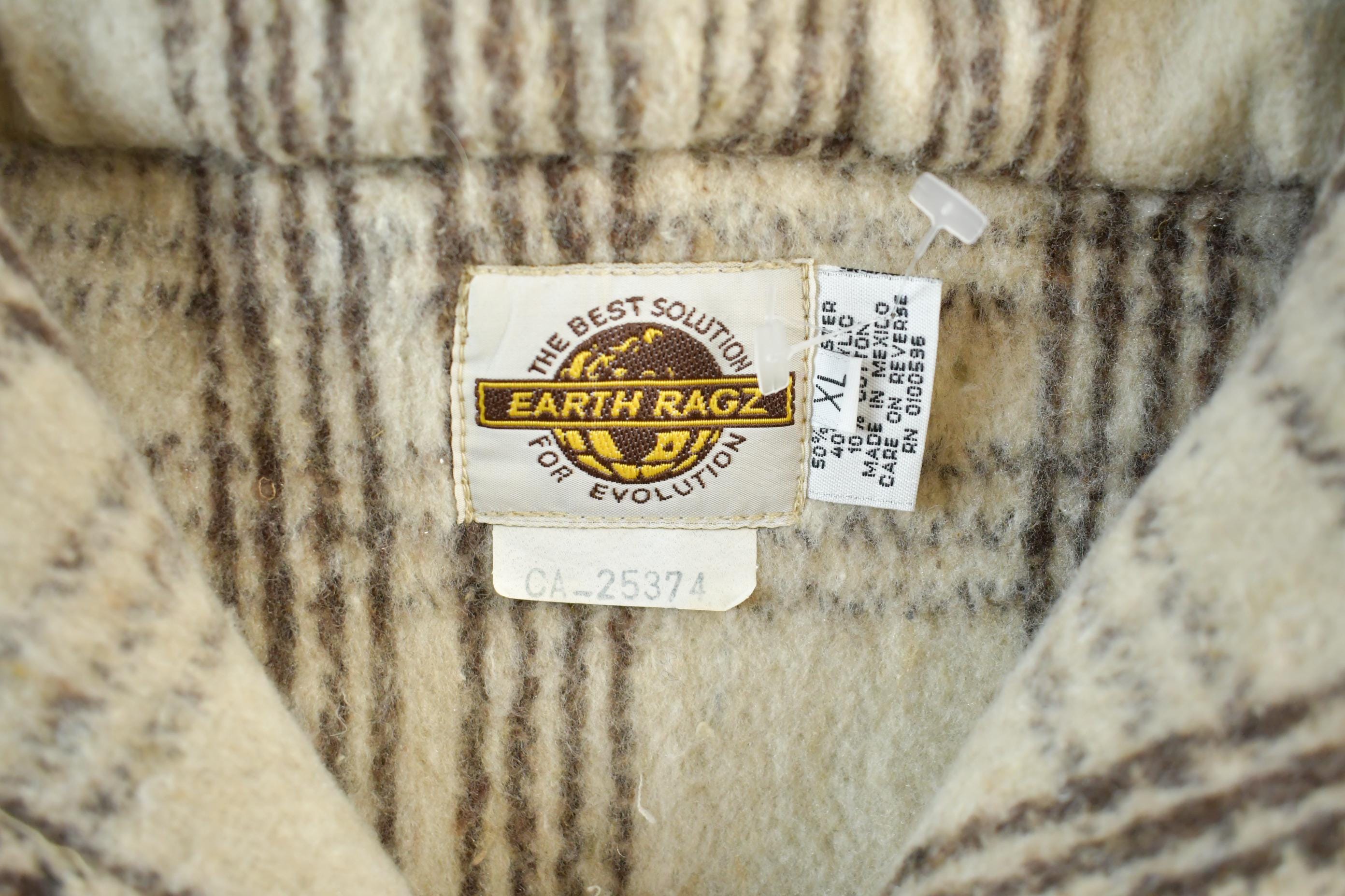 Vintage 1990's Earth Ragz Knit Baja Sweater Men's XL  Vintage 90s Boho Hippie Sweater  Outdoor  Stoner Pullover Sweatshirt