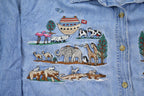 Vintage 1990s Noahs Arc Embroidered Denim Button Up Shirt
