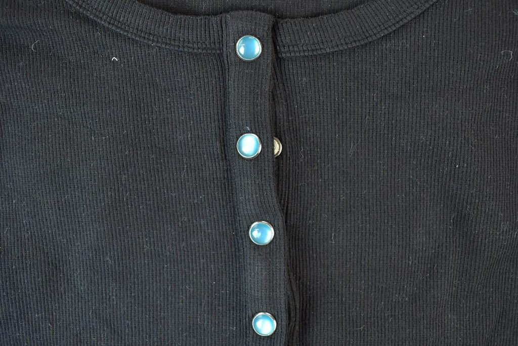 Women Vintage Vigoss Y2K Black Button Up T-Shirt